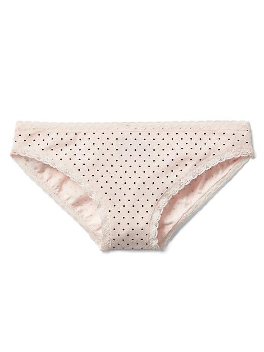 Gap Women Stretch Cotton Lace Trim Bikini - Dot Lt Pink
