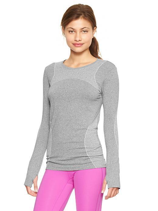 Gap Gapfit Motion Heathered Long Sleeve T - Heather Grey