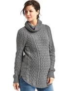 Gap Cable Knit Turtleneck Sweater - Black/white Marled