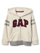 Gap Logo Varsity Zip Hoodie - Oatmeal Heather