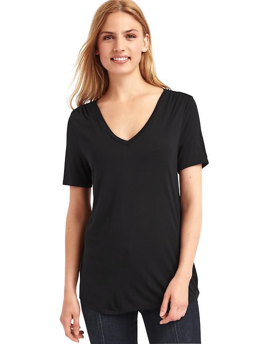 Gap Shirred V Neck Tee - True Black