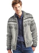 Gap Men Fair Isle Shawl Sweater - White & Grey