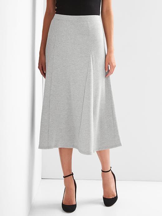 Gap Women Fleece Flare Midi Skirt - Heather Grey