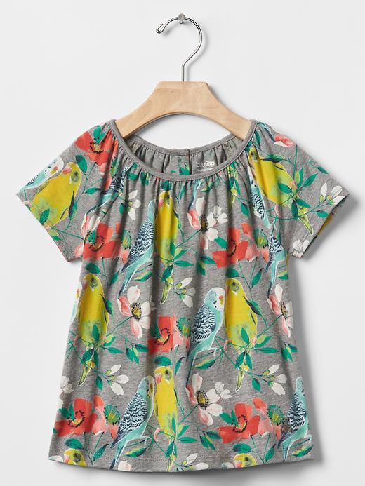 Gap Print Shirred Raglan Tee - Bird Print