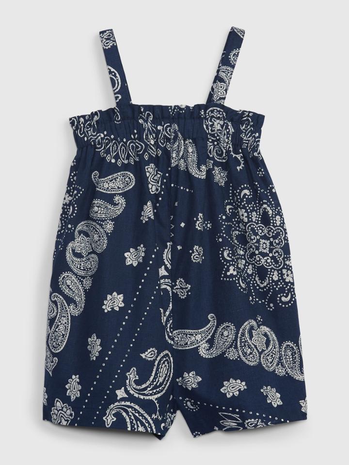 Toddler Linen-cotton Bandana Print Romper
