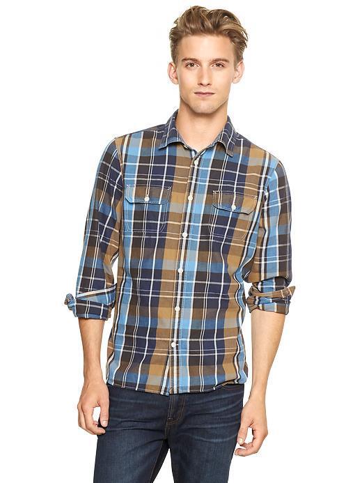 Gap Twill Two Pocket Plaid Shirt - Burlwood Brown