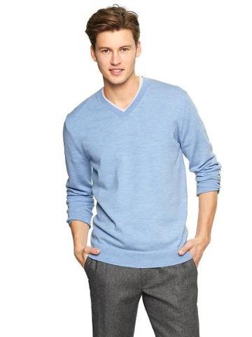 Gap Merino V Neck Sweater - Blue