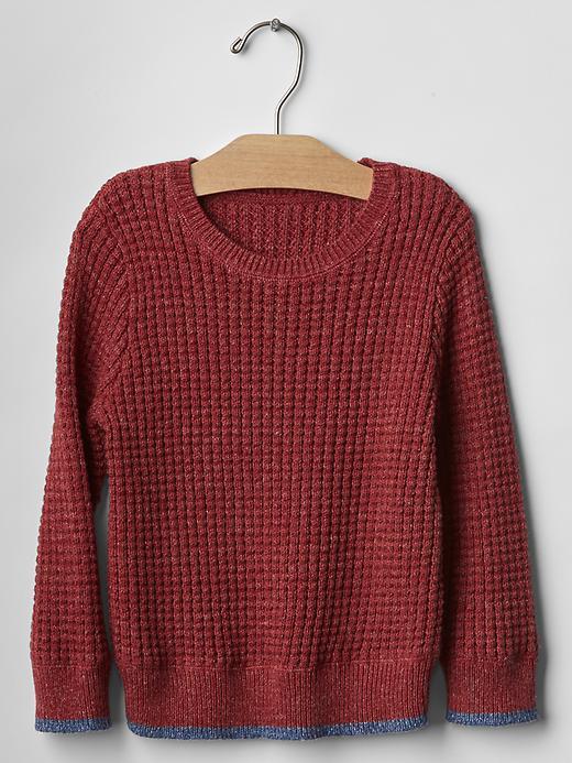 Gap Contrast Tipped Waffle Sweater - Red