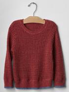 Gap Contrast Tipped Waffle Sweater - Red