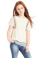 Gap Women Embroidery Swing Top - Ivory Frost