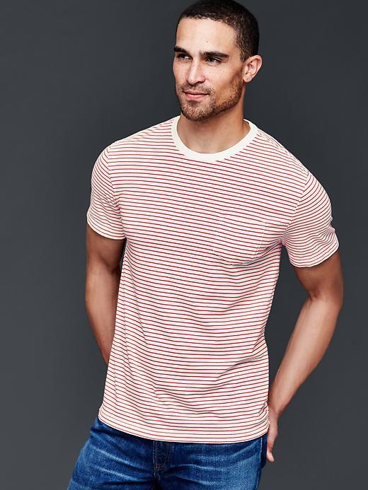 Gap Vintage Wash Feeder Stripe T Shirt - Red Stripe