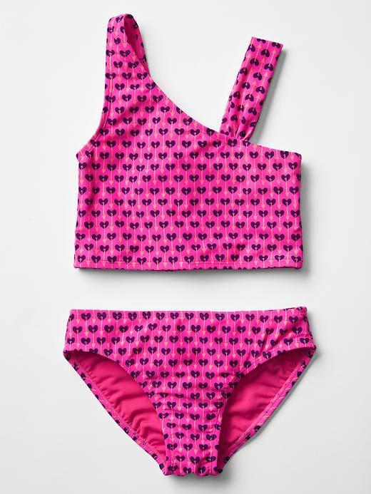 Gap Heart Asymmetrical Swim Two Piece - Pink Glo Neon