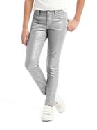 Gap Women Stretch Sliver Foil Super Skinny Jeans - Silver