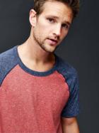Gap Men Marled Baseball Tee - Red Heather