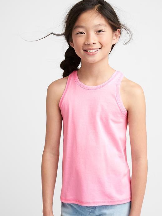 Gap Print Hi Lo Tank - Neon Light Pink
