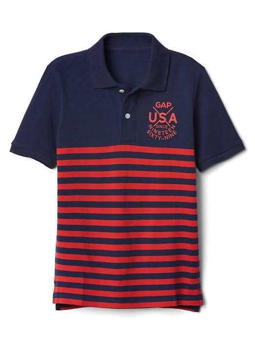 Gap Women Logo Stripe Pique Polo - Elysian Blue