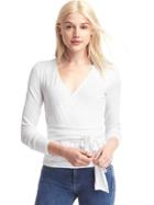 Gap Women Softspun Knit Tie Wrap Top - White