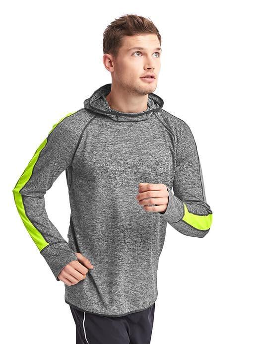 Gap Men Brushed Tech Jersey Running Hoodie - Black Heather