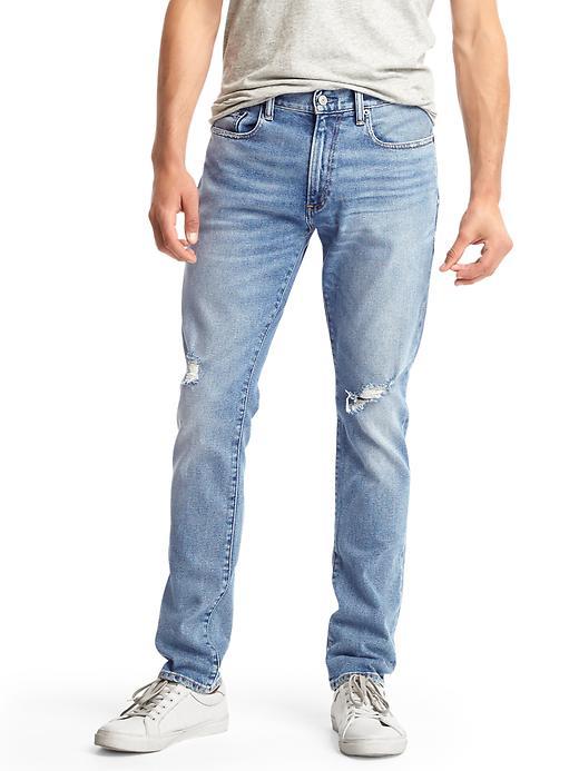 Gap Men Stretch 1969 Destructed Skinny Fit Jeans - Light Destroy