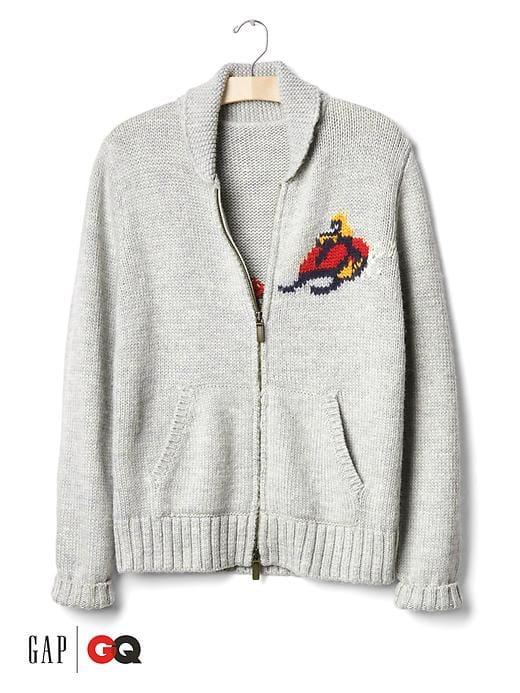 Gap Men X Gq Michael Bastian Chunky Cardigan - Gray Storm