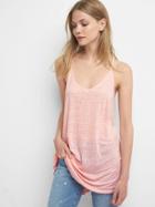 Gap Women Linen V Neck Cami - Pink Cameo