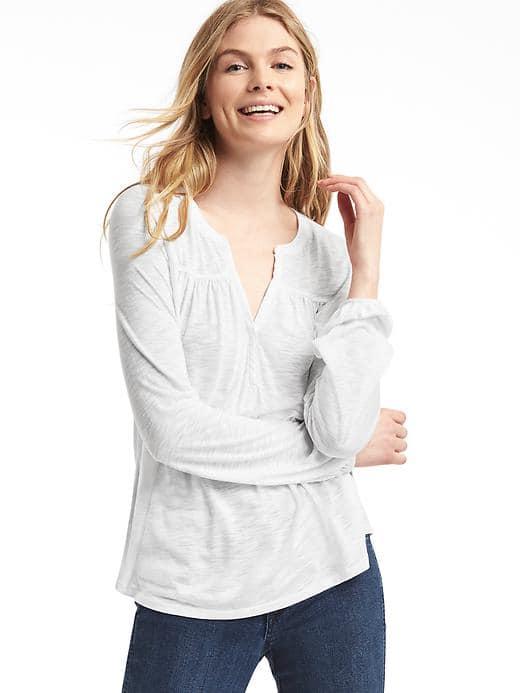 Gap Women Drapey Split Neck Top - White