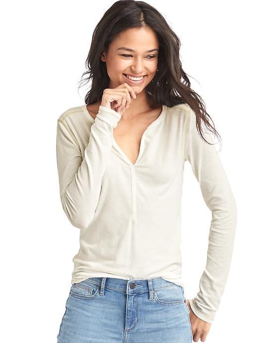 Gap Metallic Trim Henley - White