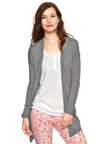 Gap Fine Gauge Open Front Cardigan - Gray