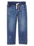 Gap Stretch Paint Splatter Slim Pull On Jeans - Medium Wash