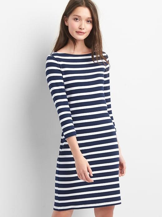 Gap Women Stripe Modern Tee Boatneck Dress - Navy Stripe