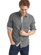 Gap Men Double Face Standard Fit Shirt - Charcoal Gray