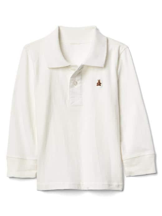 Gap Solid Long Sleeve Polo - New Off White