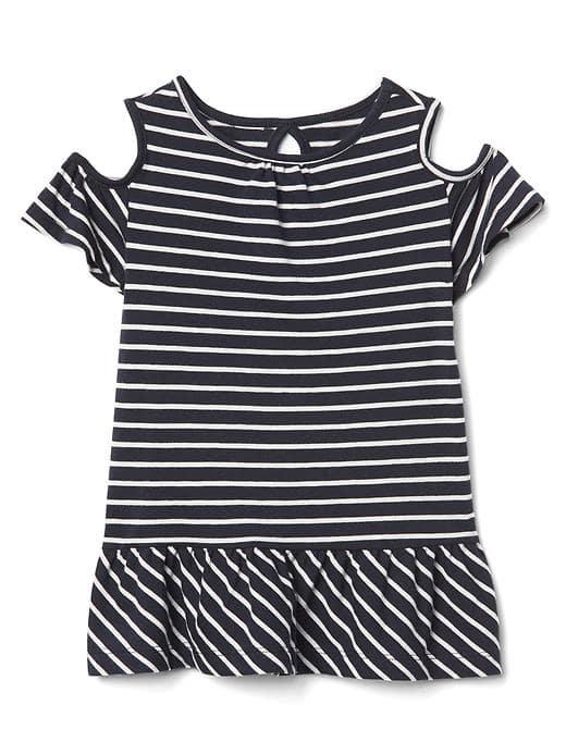 Gap Cold Shoulder Peplum Tee - Navy Stripe
