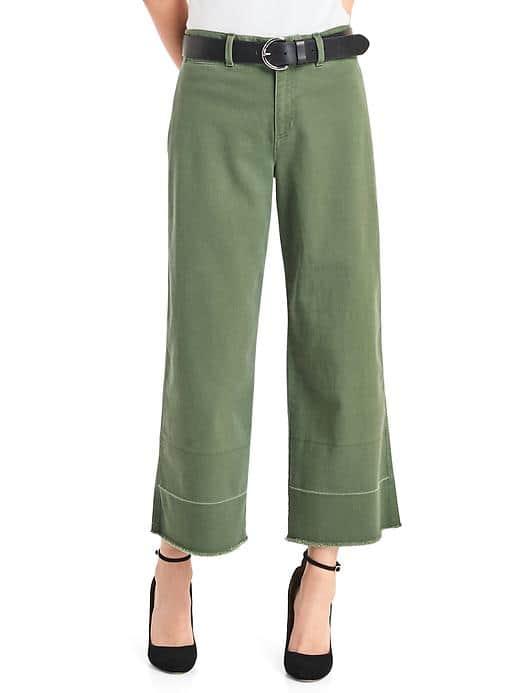 Gap Wide Leg Crop High Rise Chinos - Monterey Cypress