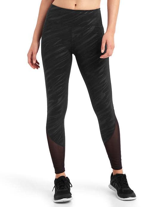 Gap Women Gapfit Blackout Gfast High Rise Mesh Leggings - Liquid Shine Black