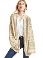Gap Women Linen Cotton Stripe Cardigan - Oatmeal Stripe