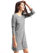 Gap Women Long Sleeve Swing Dress - Grey Stripe