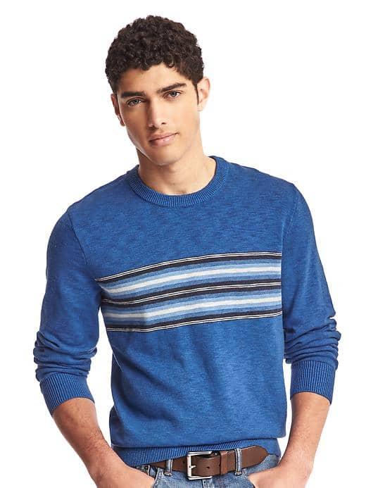 Gap Men Southwestern Chest Stripe Crew Sweater - Blue Stripe