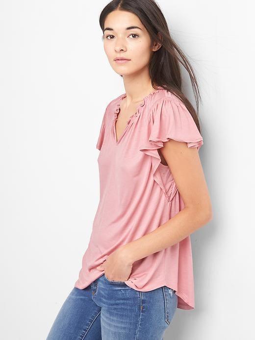Gap Smocked Flutter Top - Potpourri Pink