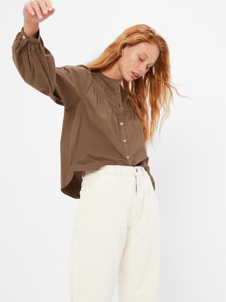 Eyelet Puff Sleeve Shirt