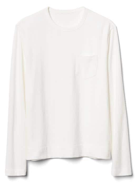 Gap Men Long Sleeve Pocket Tee - New Off White