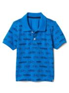 Gap Print Short Sleeve Polo - Brillant Blue