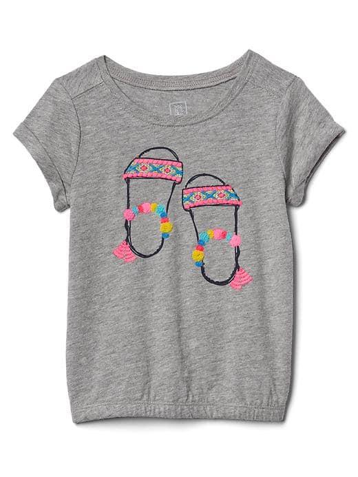 Gap Embellished Graphic Bubble Tee - Grey Heather