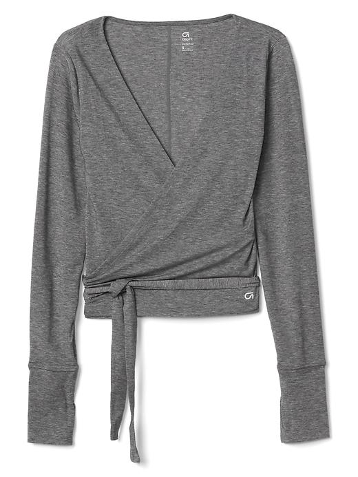 Gap Breathe Barre Wrap Crop Top - New Heather Grey