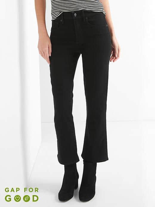 Gap Women High Rise Ever Black Crop Flare Jeans - Matte Black