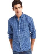 Gap Men True Wash Gingham Standard Fit Shirt - Brilliant Blue