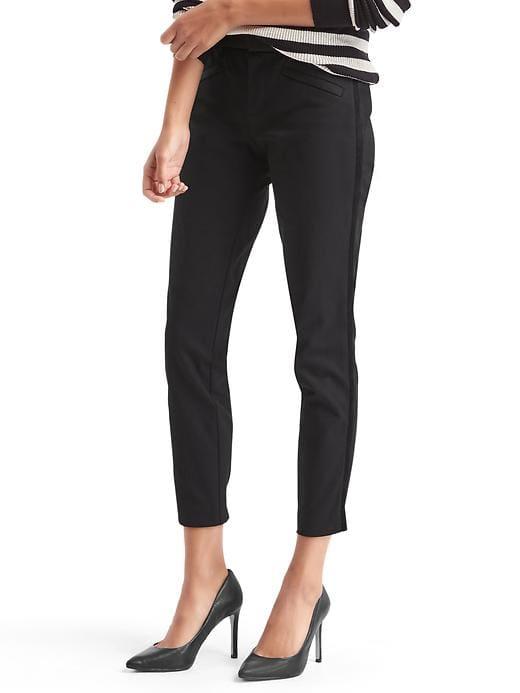 Gap Women Bi Stretch Skinny Ankle Velvet Trim Pants - True Black