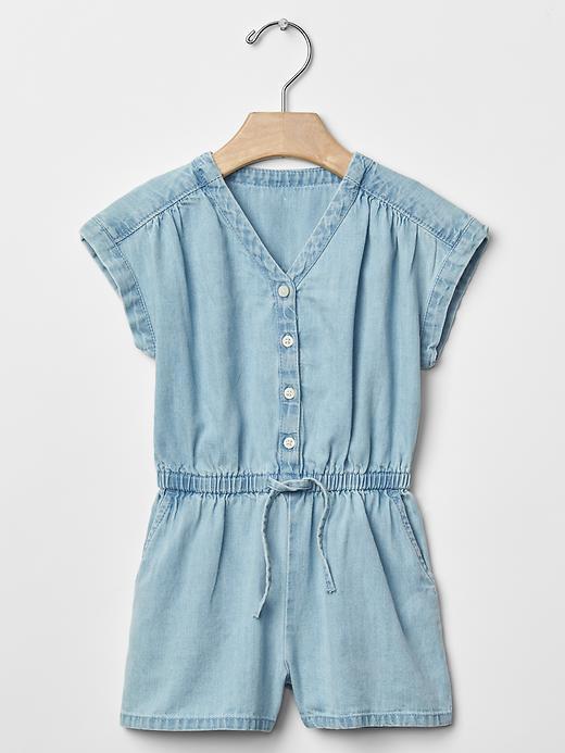 Gap 1969 V Neck Chambray Romper - Denim