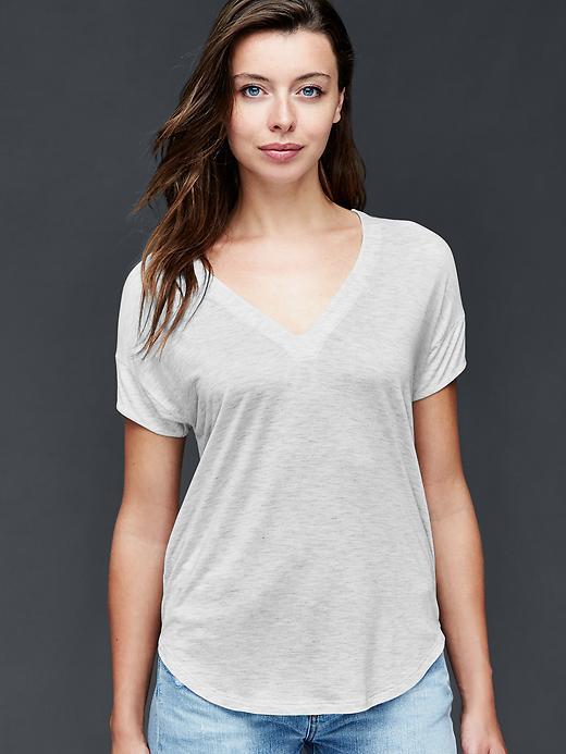Gap Women V Neck Dolman Tee - Heather Grey