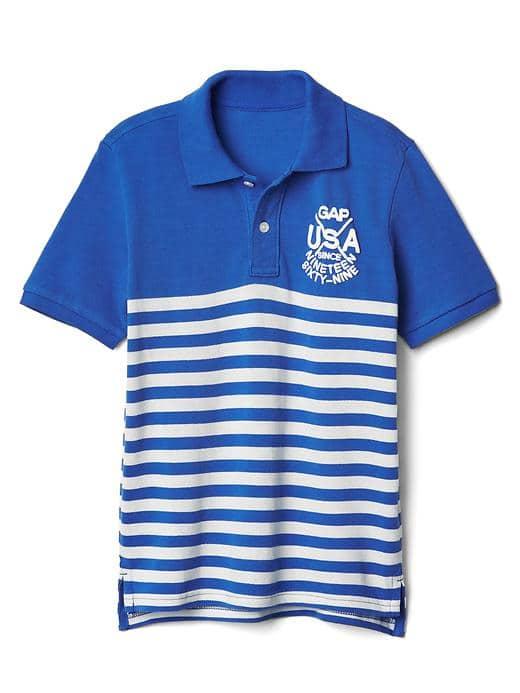 Gap Women Logo Stripe Pique Polo - Bristol Blue